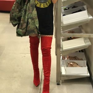 red thigh high boots steve madden